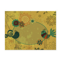vintage birds and floral design post card