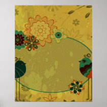 vintage birds and floral design posters