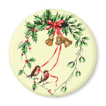 Vintage *Birds, Bells and Christmas Holly* Wreath magnets