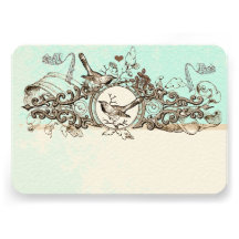 Vintage Birds Bronze Scroll  Wedding RSVP Custom Invite