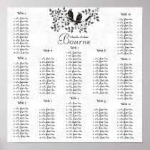 Vintage Birds Daisy Blooms Seating Chart 12 Tables Posters