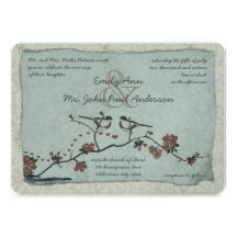 Vintage Birds Damask Wedding Invitations