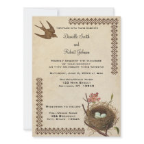 Vintage Birds Nest Custom Wedding Invitation