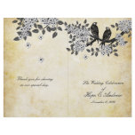 Vintage Birds on Branch Bi-Fold Wedding Program flyers