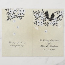 Vintage Birds Parchment Bi-Fold Wedding Program Custom Flyer