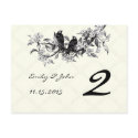Vintage Birds Wedding Table Number Cards postcards