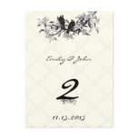Vintage Birds Wedding Table Number Cards postcards
