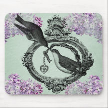 Vintage Birds With Heart Locket Apparel and Gifts Mouse Pad
