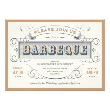 Vintage Birthday Barbeque Invitations
