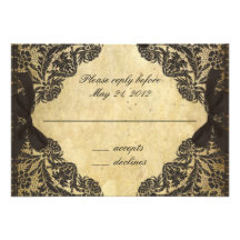 Vintage Black and Cream Lace - RSVP Personalised Invite