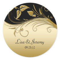 Vintage Black and Gold Save The Date Sticker
