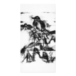 Vintage black and white robin card