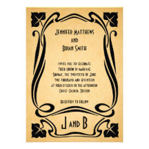 Vintage Black Art Deco Wedding Invitation