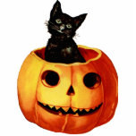 Vintage Black Cat and Pumpkin Magnet Sculpture photo sculptures