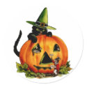 Vintage Black Cat and Pumpkin Sticker