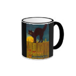 Vintage Black Cat Halloween Mugs