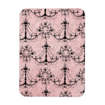 vintage black chandelier damask on lovely pink rectangle magnets
