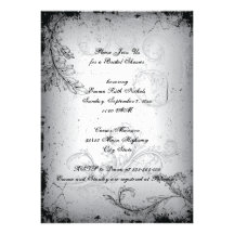 Vintage black grey scroll leaf bridal shower custom announcement