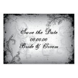 Vintage black grey scroll leaf Save the Date business cards