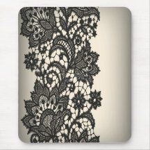 Vintage black Lace  beige Paris Fashion Mouse Pads