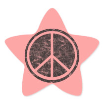 Vintage Black Peace Sign Star Sticker