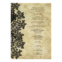 Vintage Black Queen Ann's Lace Wedding Program Personalized Announcement