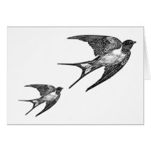 Vintage Black Swallow Design Card