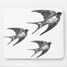 Vintage Black Swallow Design Mousepads