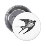 Vintage Black Swallow Design Pinback Buttons