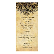 Vintage Black Wedding Menu Rack Card