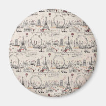 Vintage Black & White Europe Images Fridge Magnets