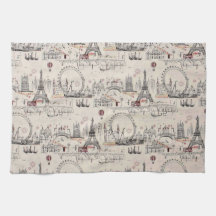 Vintage Black & White Europe Images Towel