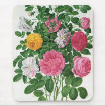 Vintage Blooming Flowers, Spring Garden Roses Mouse Pads