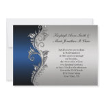 Vintage Blue Black and Silver Wedding Invitation
