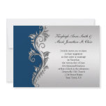 Vintage Blue Black and Silver Wedding Invitation