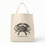 Vintage Blue Crab Canvas Tote Tote Bags
