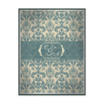 Vintage Blue Damask reception card Personalized Invitation