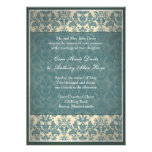Vintage Blue Damask Wedding Invitation