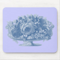 Vintage Blue Flower Arrangement Mousepads