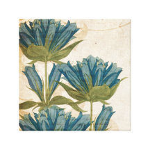 Vintage Blue Flowers Gallery Wrap Canvas