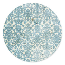 Vintage Blue Grunge Damask Wallpaper Sticker