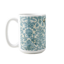 Vintage Blue Grunge Rustic Damask Mug
