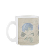 Vintage Blue Hydrangea with Antique Calligraphy Coffee Mugs