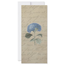 Vintage Blue Hydrangea with Antique Calligraphy Rack Card Template