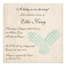 Vintage Blue Owl Silhouette Baby Invitation