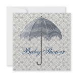 Vintage Blue Parasol Damask Baby Boy Shower invitations