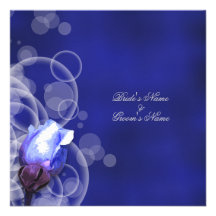 vintage blue rose antique fantasy wedding personalised invitation