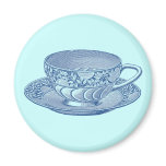 Vintage Blue Tea Cup Magnet