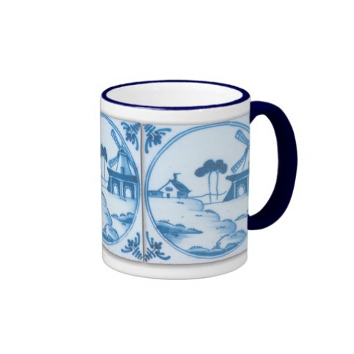 Vintage Blue White Delft Windmill Coffee Mug