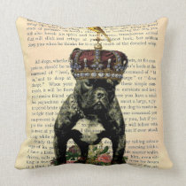 Vintage Book Page Bulldog King Throw Pillow pillows